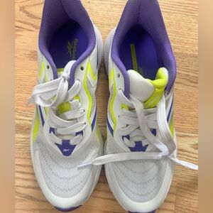 Reebok White and Purple Athletic Shoes with Yellow Highlights size 7